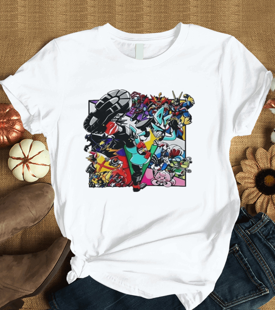 Lucario And Friends Anime Mashup With Megaman Yu Gi Oh Gundam Wigglytuff Pikachu Charizard T-Shirt