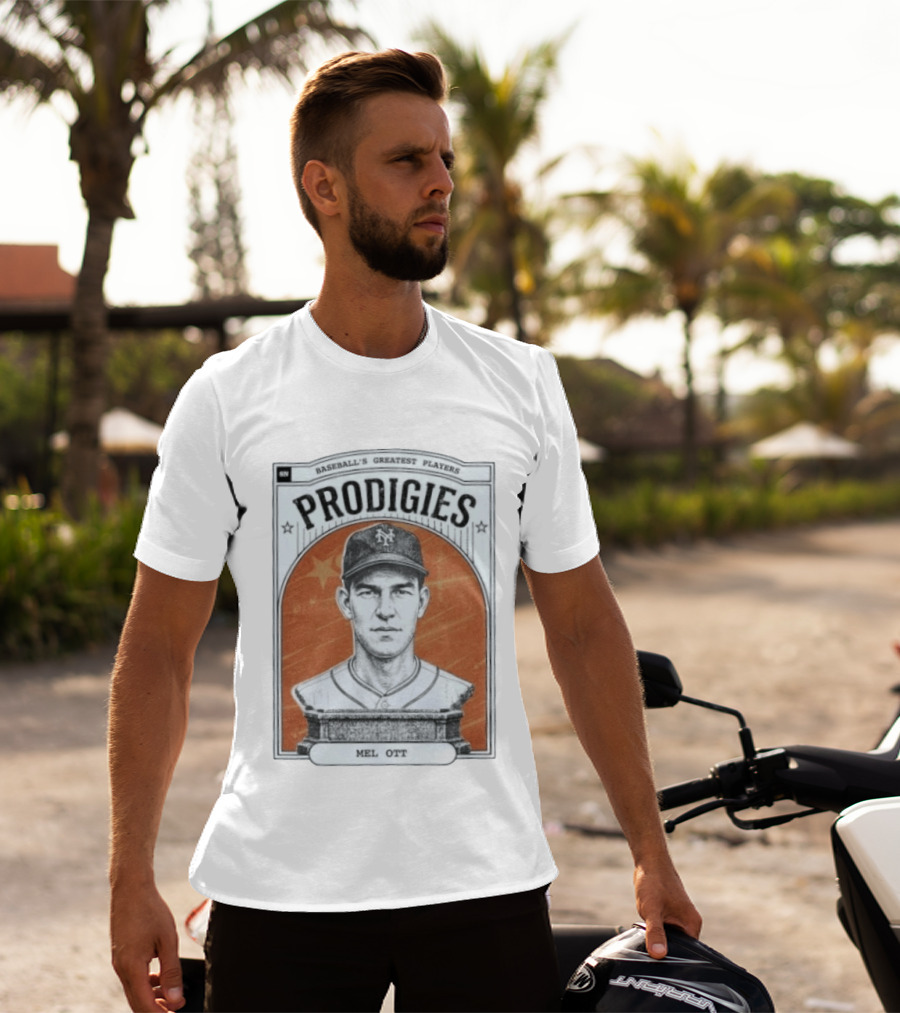 Baseball's Greatest Players Prodigies Mel Ott Vintage NY Landmark T-Shirt