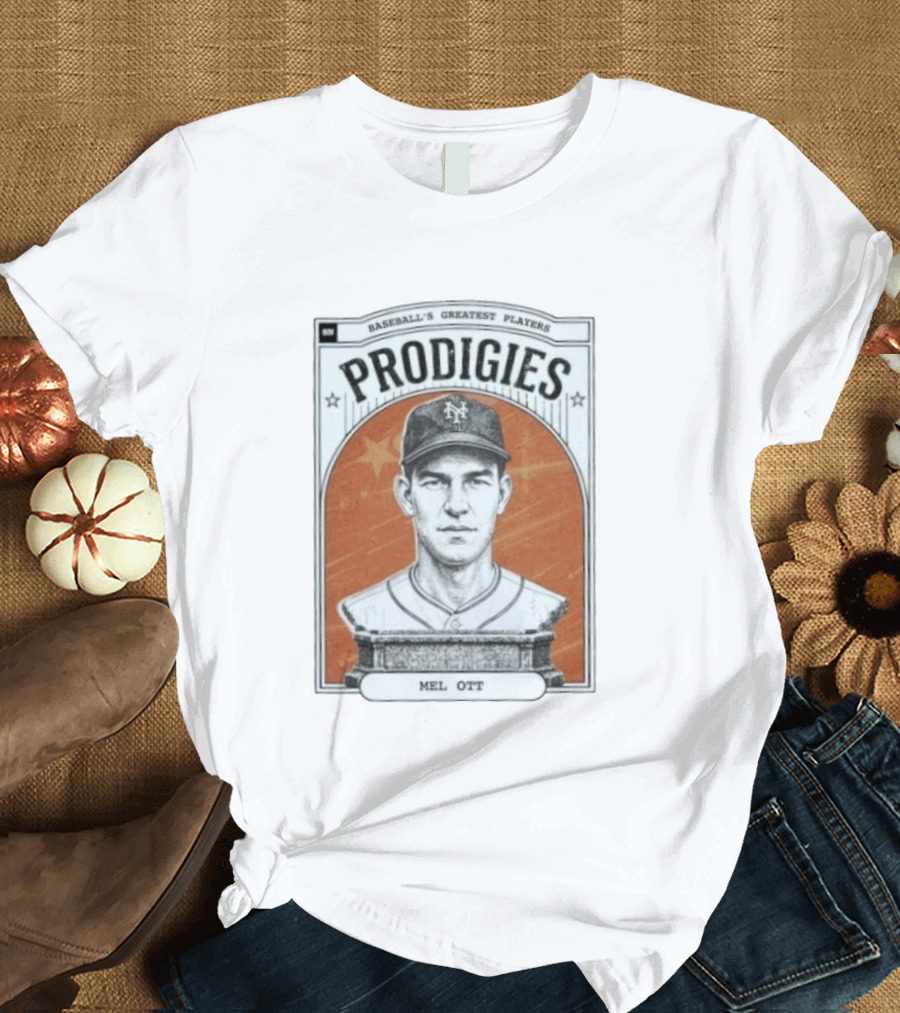 Baseball's Greatest Players Prodigies Mel Ott Vintage NY Landmark T-Shirt