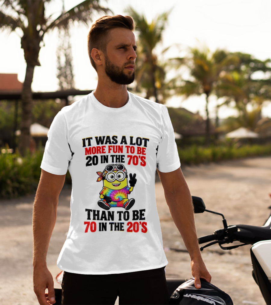 Minion Fun 20 In The 70s Not 70 In The 20s Groovy Tie Dye Vibes T-Shirt