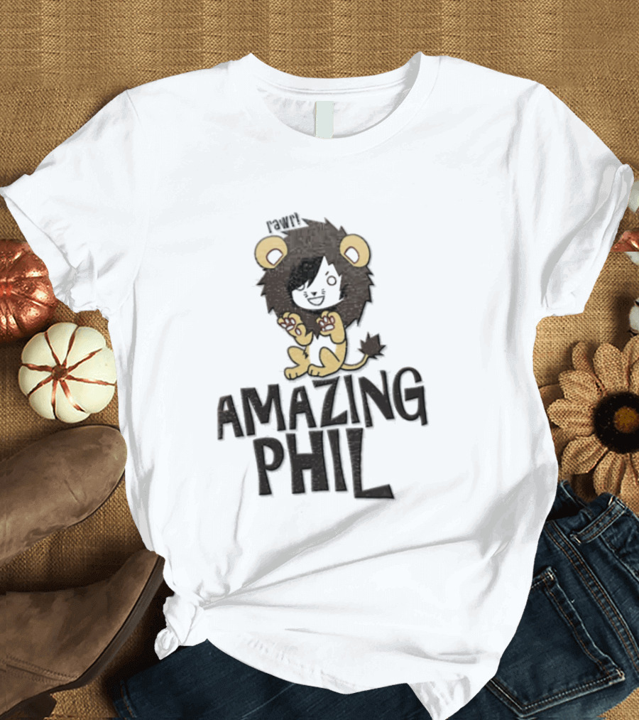 Amazing Phil Phil Rawr Cartoon Boy Wearing Lion T-Shirt
