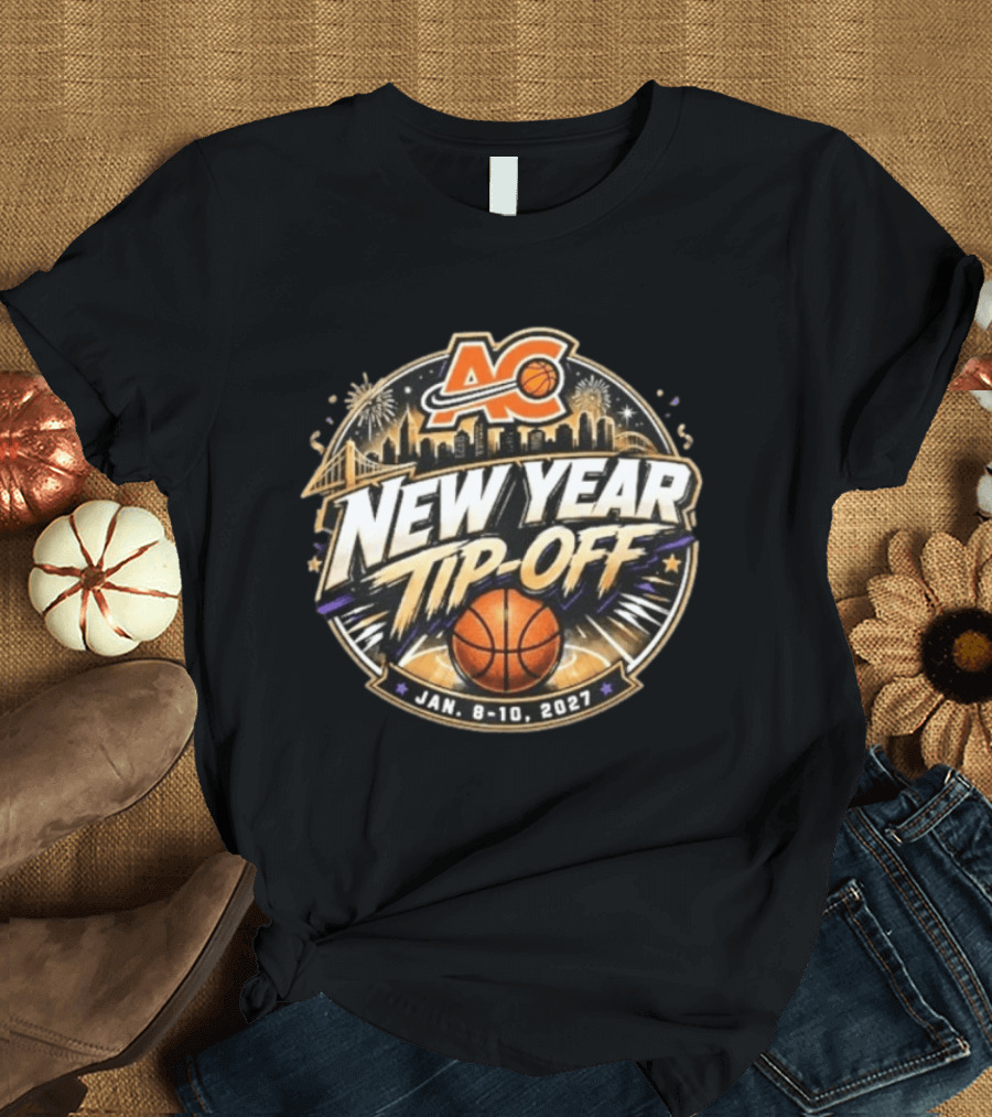 ACB New Year Tip Off 2027 Jan 8 10 Basketball Skyline Fireworks T-Shirt
