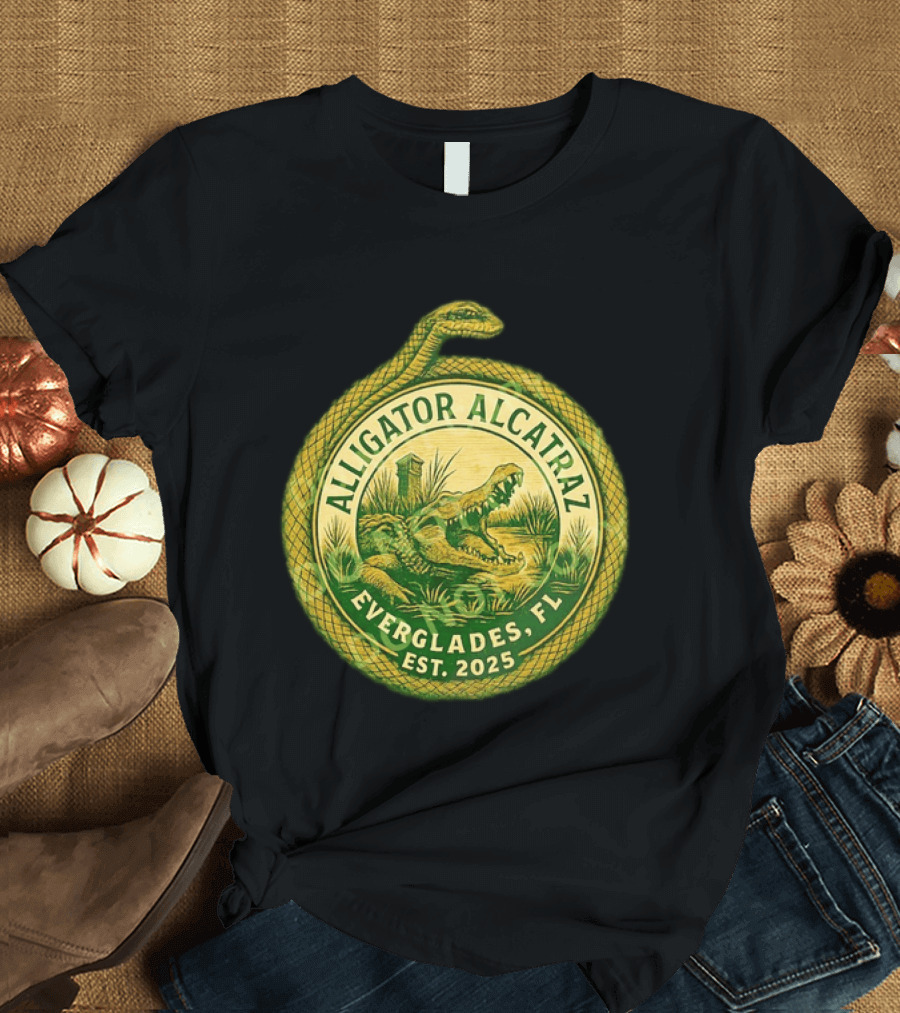 Alligator Alcatraz Everglades Florida Est. 2025 Snake And Reptile T-Shirt