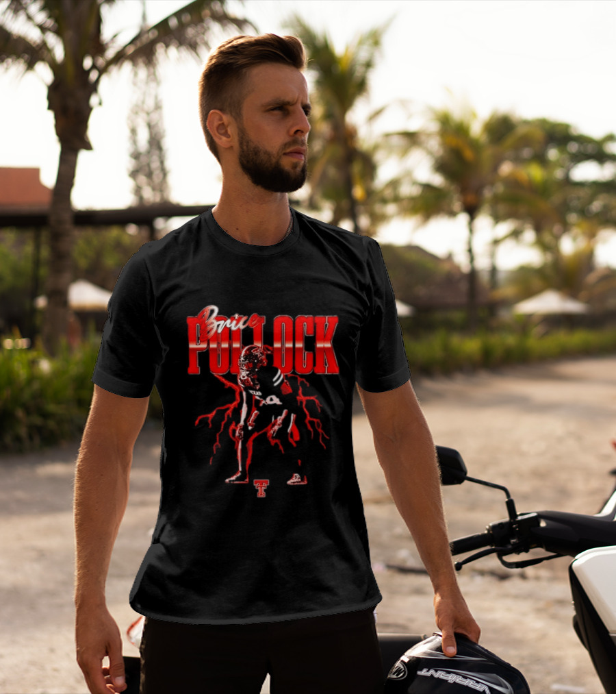 Brice Pollock Texas Tech Red Raiders Football Player Art With Team T-Shirt