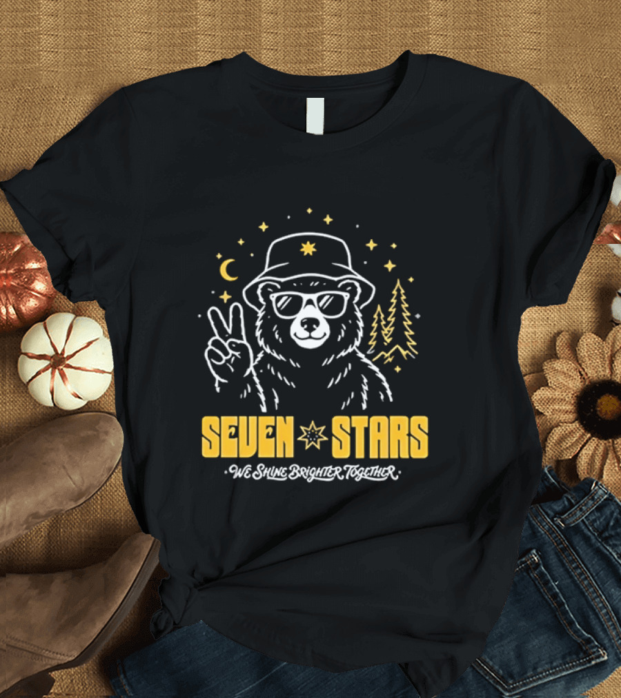 Seven Stars Peaceful Bear At Night We Shine Brighter Together T-Shirt