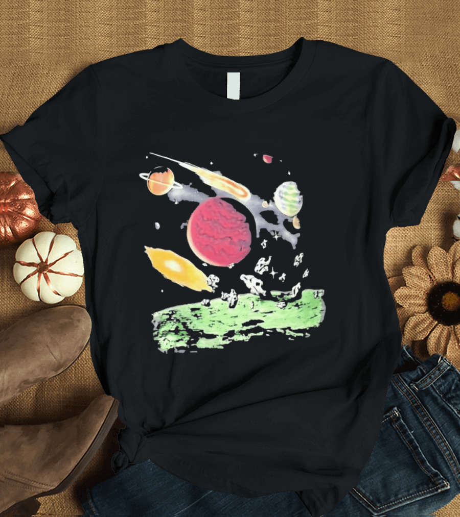Space Galaxy Planet Asteroid Field Colorful Cosmic Scene T-Shirt