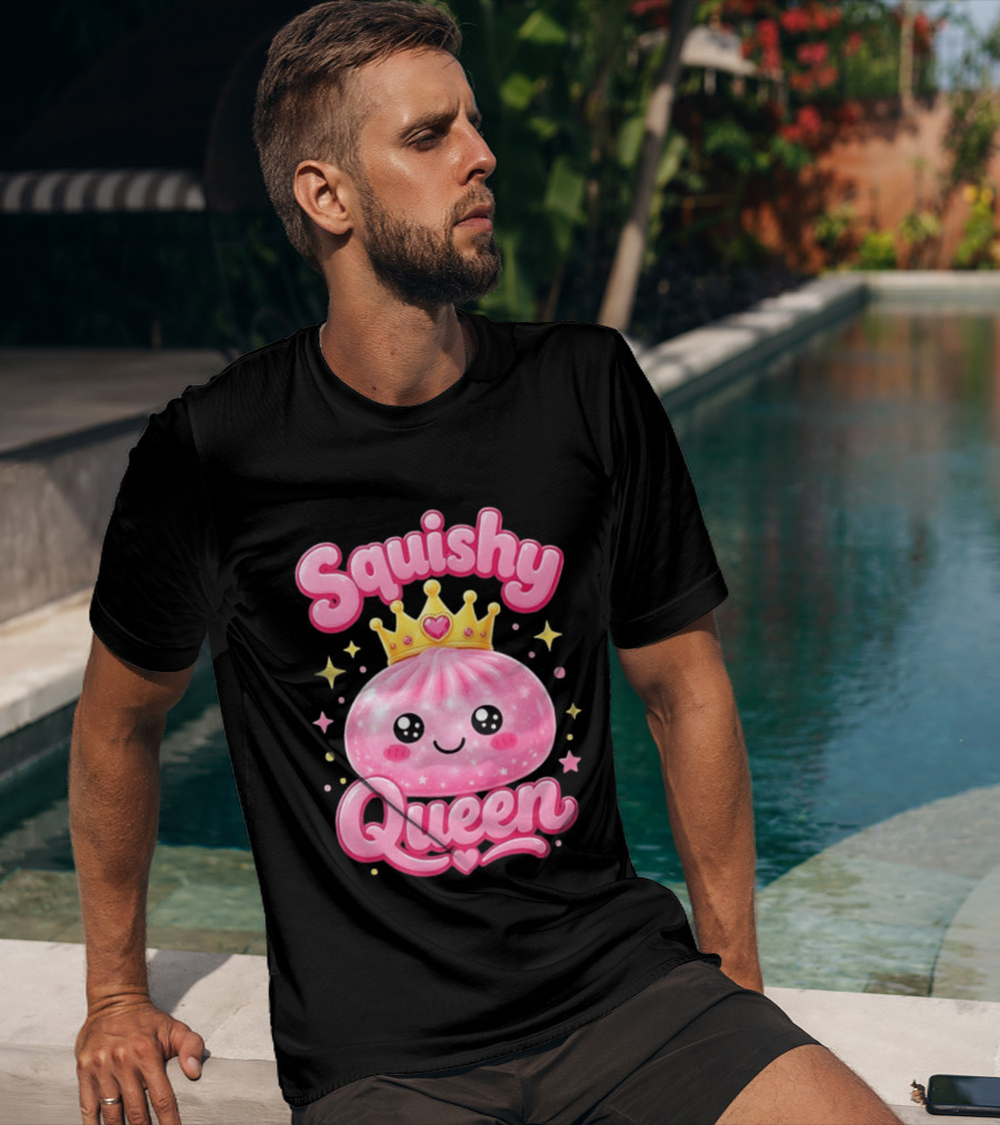 Squishy Queen Kawaii Mochi Pink Princess Cute Crown Stars T-Shirt