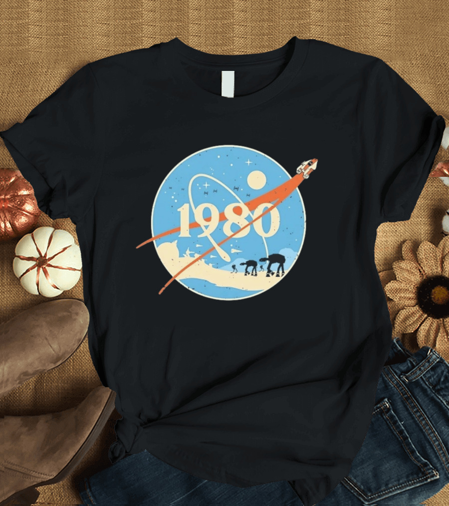 Star Wars 1980 Space Mission Inspired By Empire Strikes Back NASA Style Logo With AT AT Walkers T-Shirt