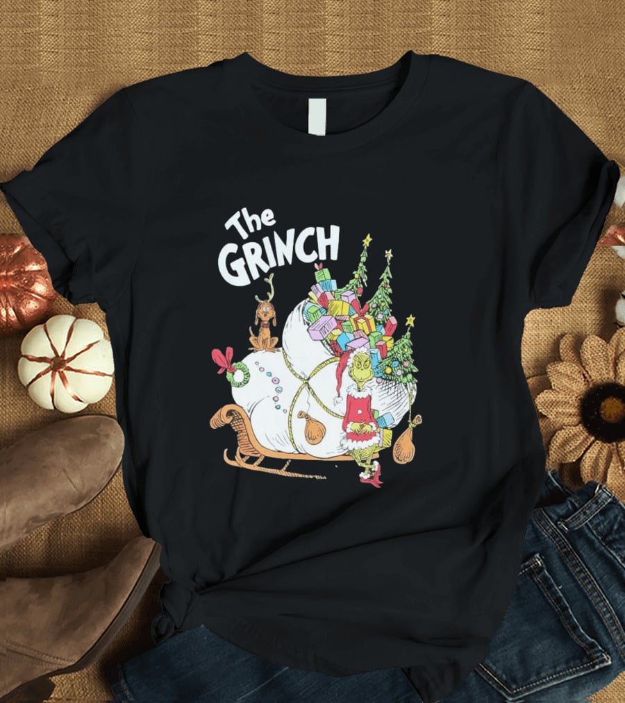 The Grinch Christmas Sleigh With Max And Presents T-Shirt