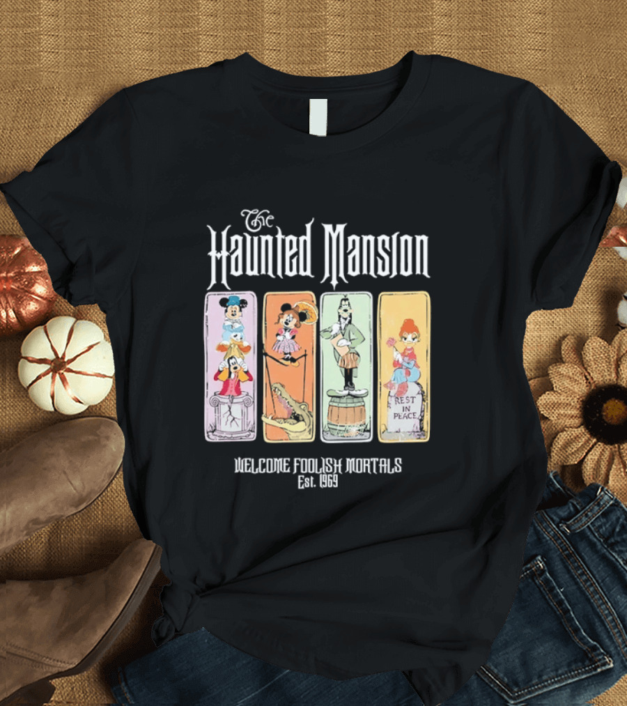 The Haunted Mansion Welcome Foolish Mortals Est 1969 Distressed T-Shirt