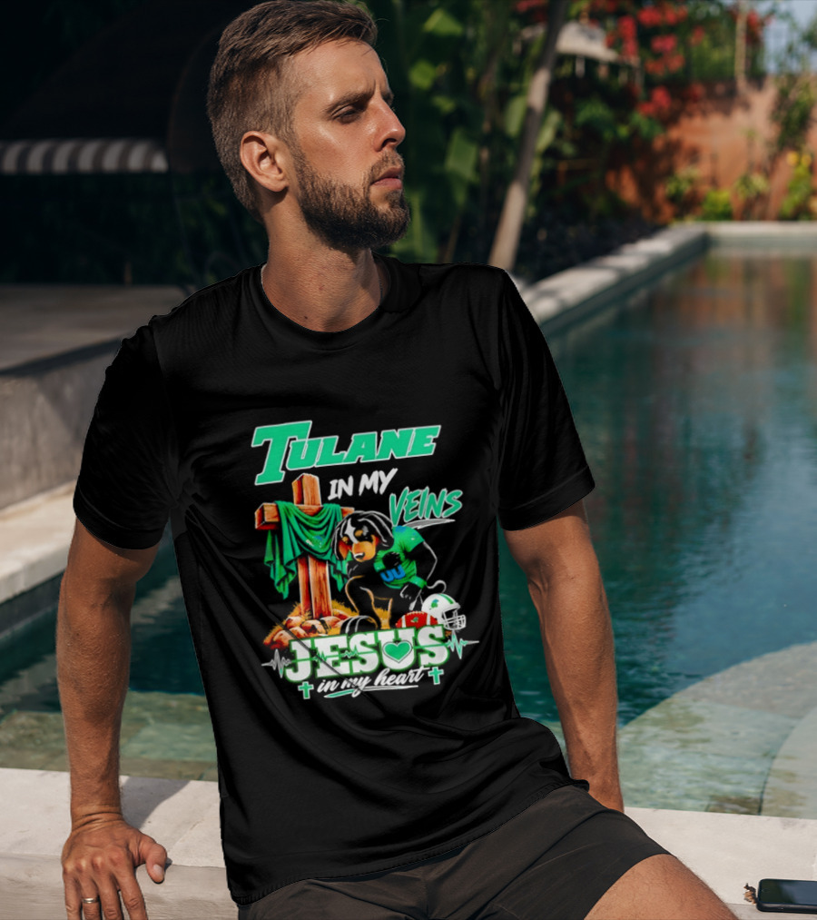Tulane Spirit Football Jesus Faithful Heart Cross Helmets Football T-Shirt