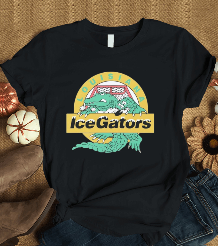 Louisiana IceGators Hockey Team Alligator And Net T-Shirt