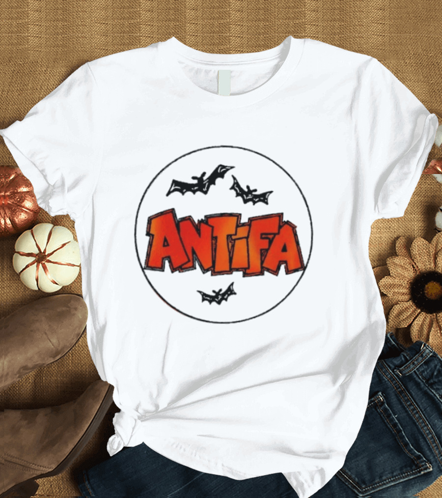 Antifa Spooky Halloween Bat Bats Political T-Shirt