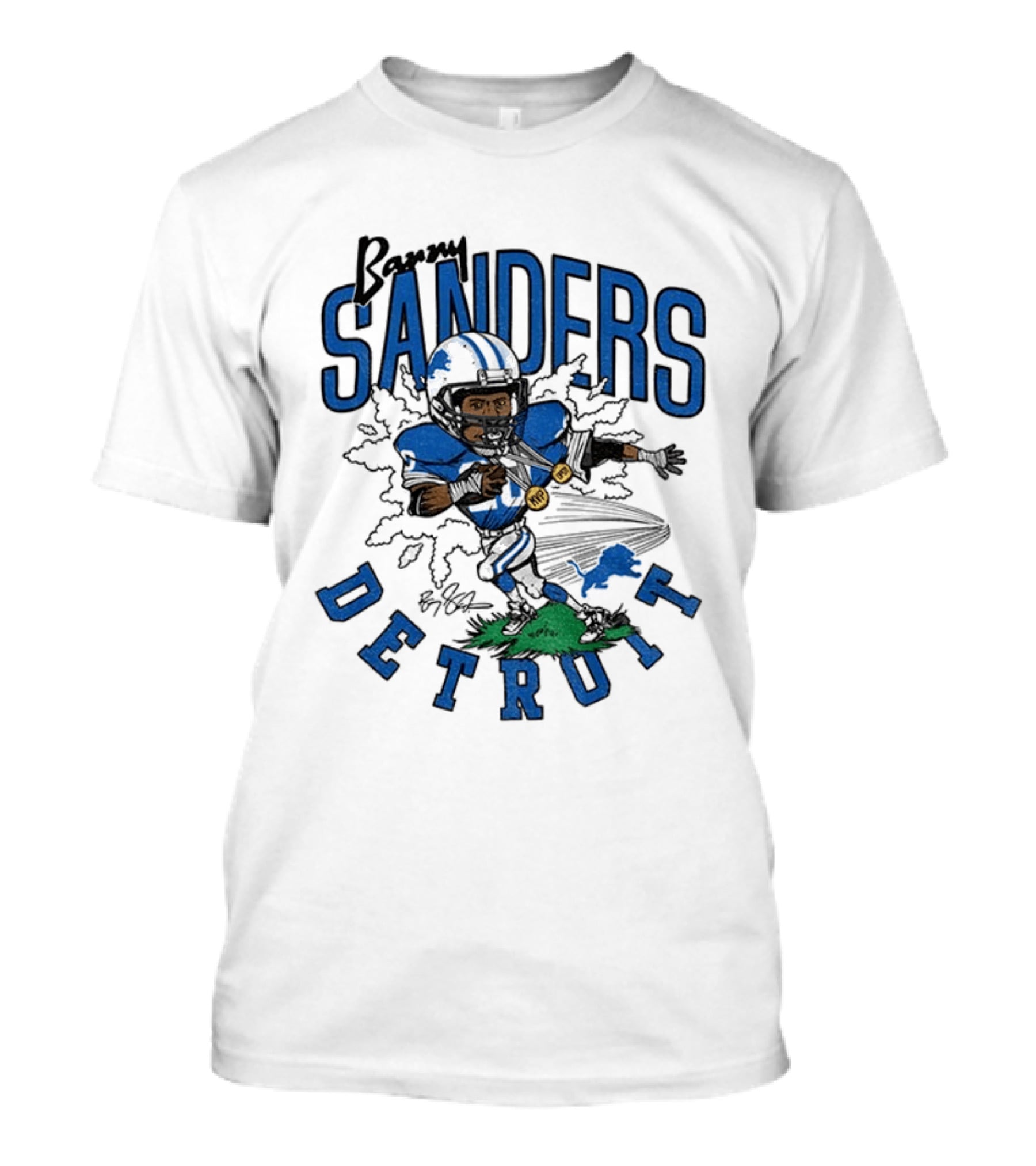 Barry Sanders Detroit Lions Caricature Player NFL Football Legend T-Shirt