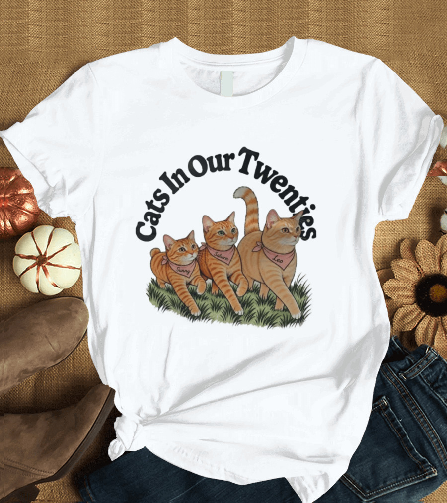 Cats In Our Twenties Sunny Saturn Leo Trio T-Shirt