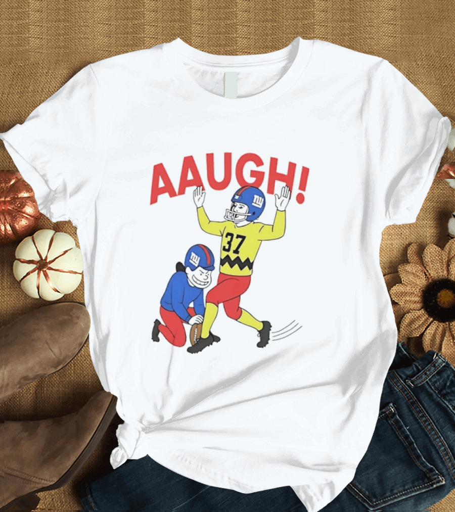 Charlie Brown New York Giants AAUGH Football 37 Peanuts Comic T-Shirt