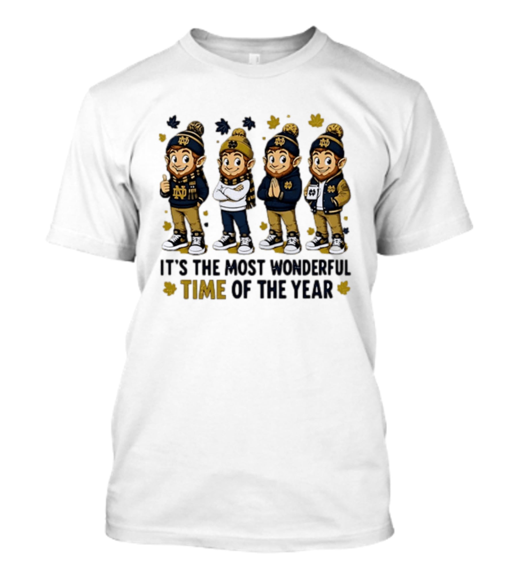Notre Dame Fighting Irish Elves It's The Most Wonderful Time Of The Year T-Shirt