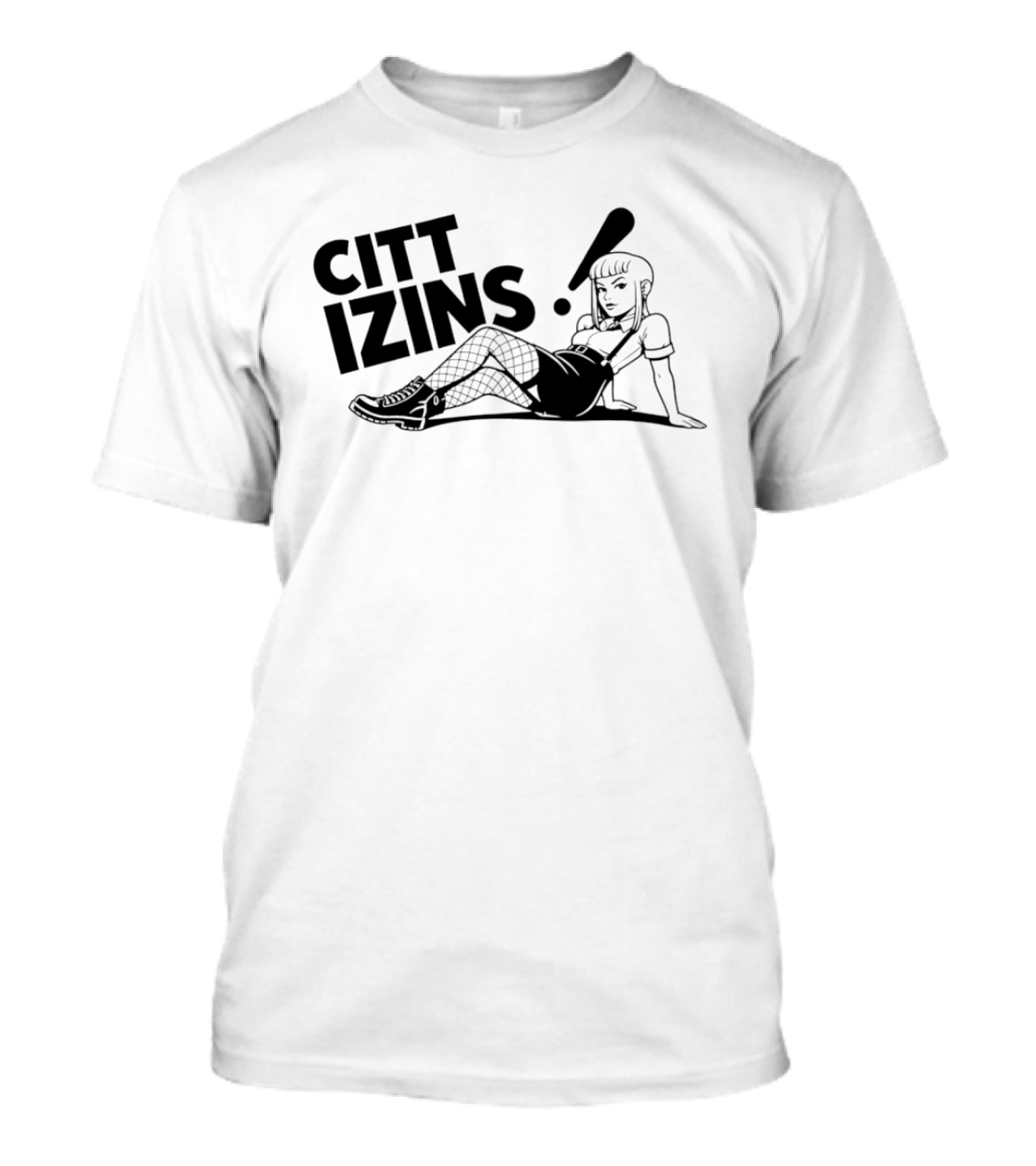 Citt Izins Pin Up Girl Fishnet Punk Style Alternative Fashion T-Shirt