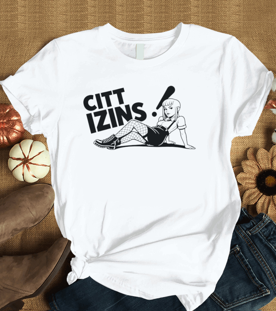 Citt Izins Pin Up Girl Fishnet Punk Style Alternative Fashion T-Shirt