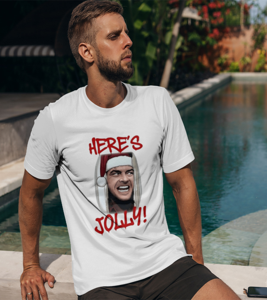 Jack Nicholson Here's Jolly Christmas Horror Santa Hat T-Shirt