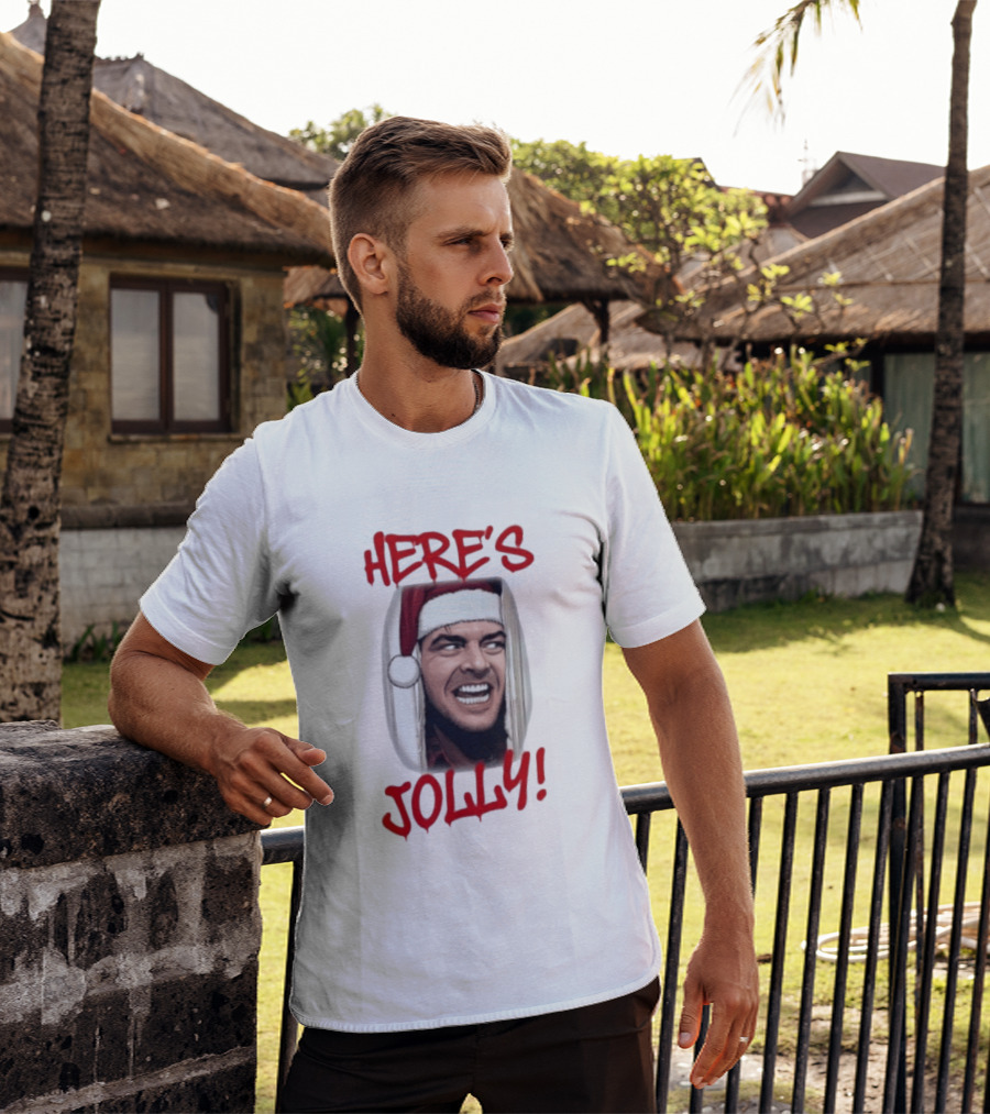 Jack Nicholson Here's Jolly Christmas Horror Santa Hat T-Shirt