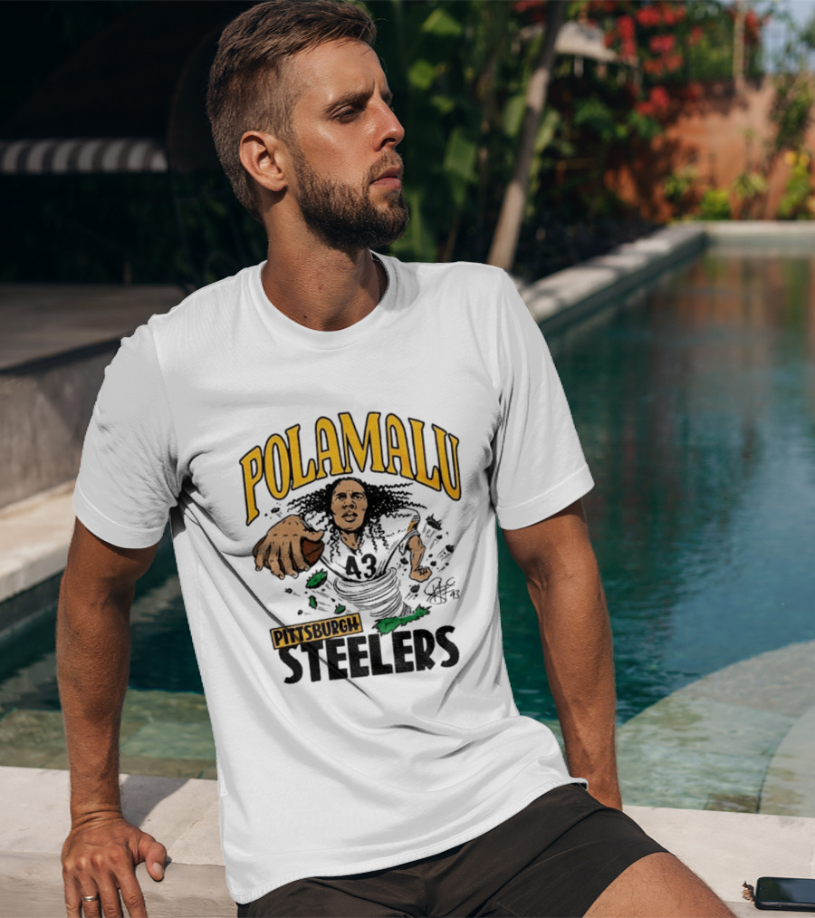 Polamalu Pittsburgh Steelers Caricature Player Number 43 T-Shirt