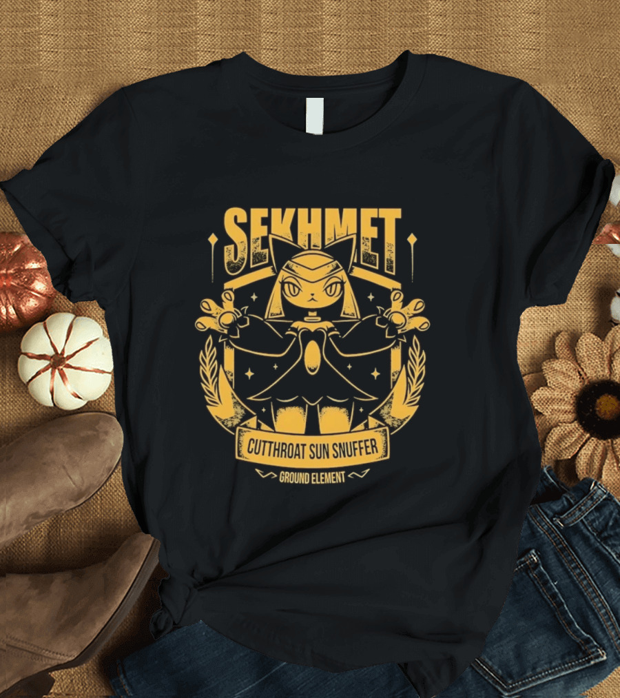 Sekhmet Cutthroat Sun Snuffer Ground Element Magic Cat Warrior T-Shirt
