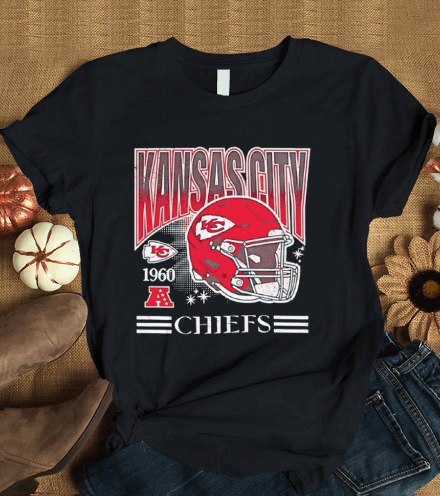 Kansas City Chiefs 1960 Red Helmet Distressed AFC T-Shirt