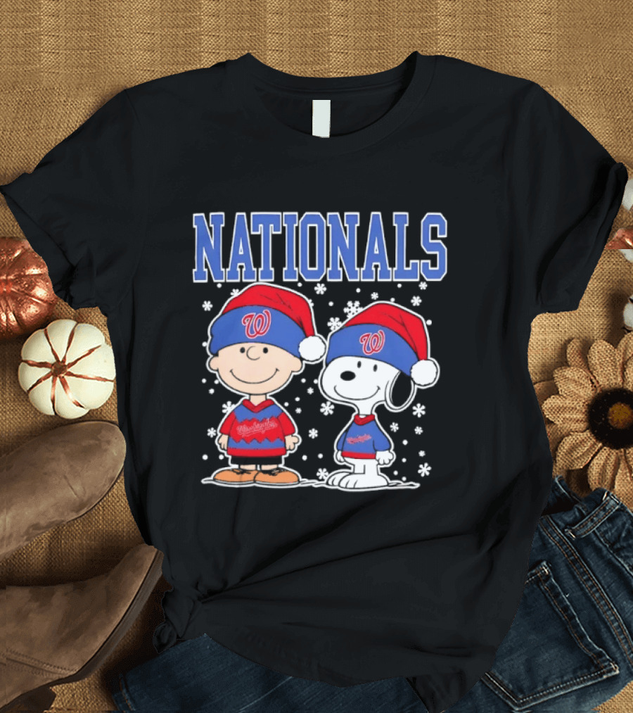 Charlie Brown Snoopy Nationals Christmas Snowflakes T-Shirt