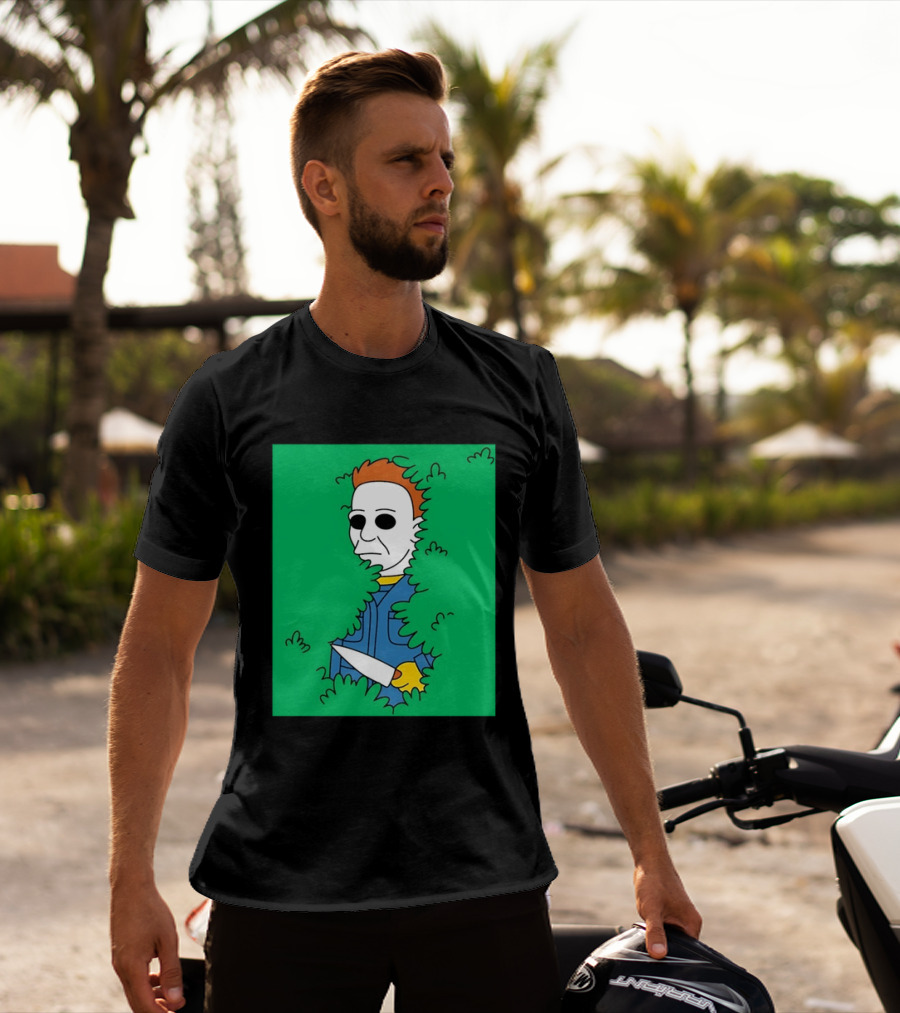 Michael Myers Halloween Bushes Knife Humor T-Shirt