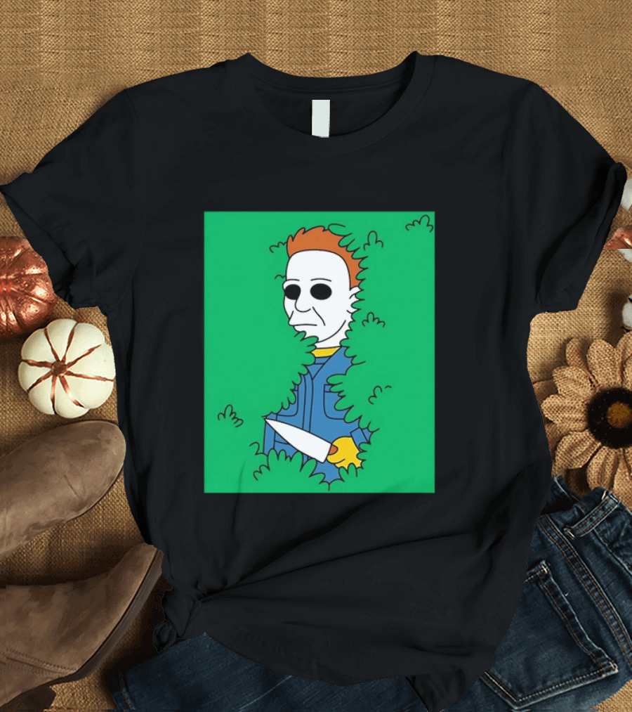 Michael Myers Halloween Bushes Knife Humor T-Shirt