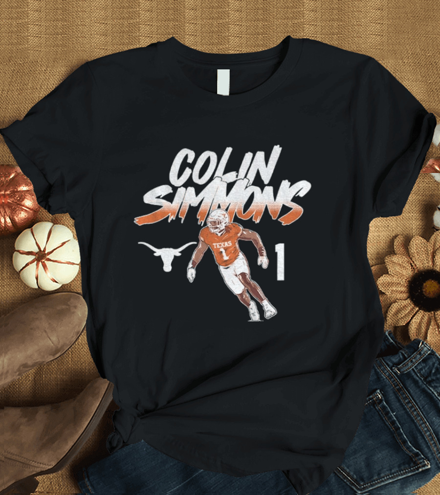 Texas Longhorns Football Colin Simmons Number 1 Pose T-Shirt