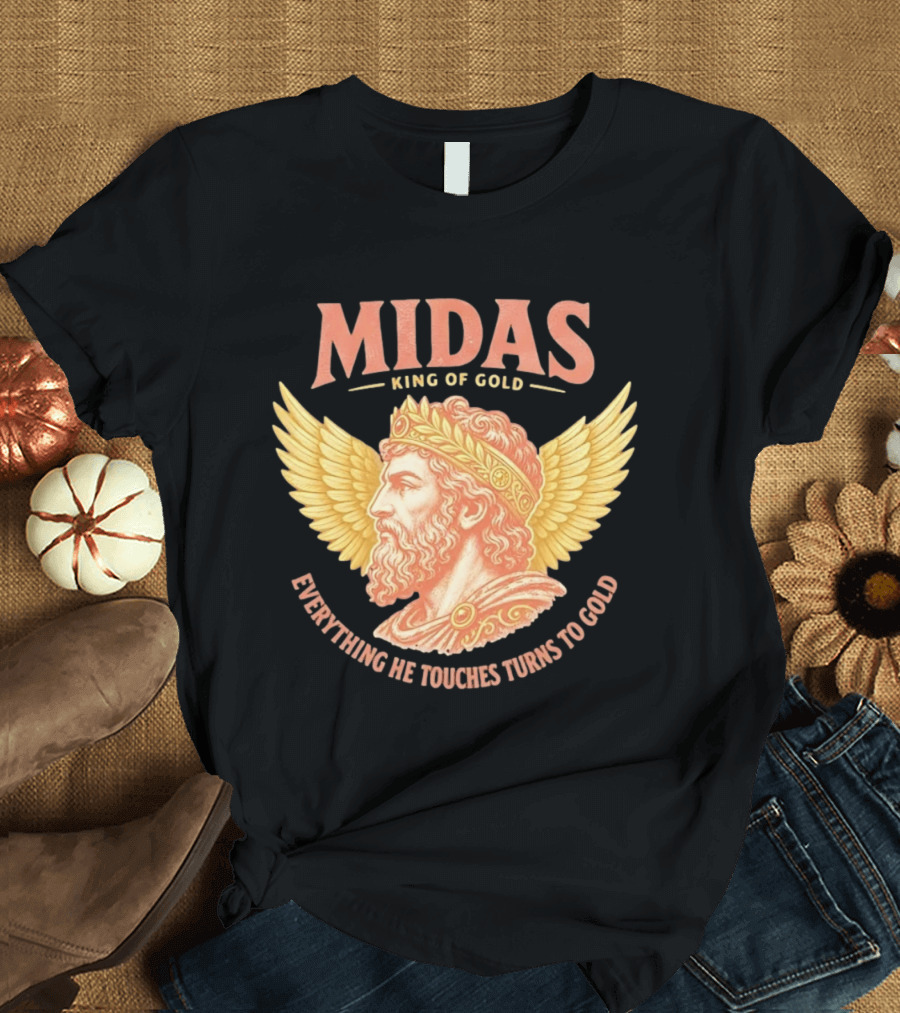 Midas King Of Gold Everything He Touches Turns To Gold Winged Crown Classic Greek Mythology T-Shirt