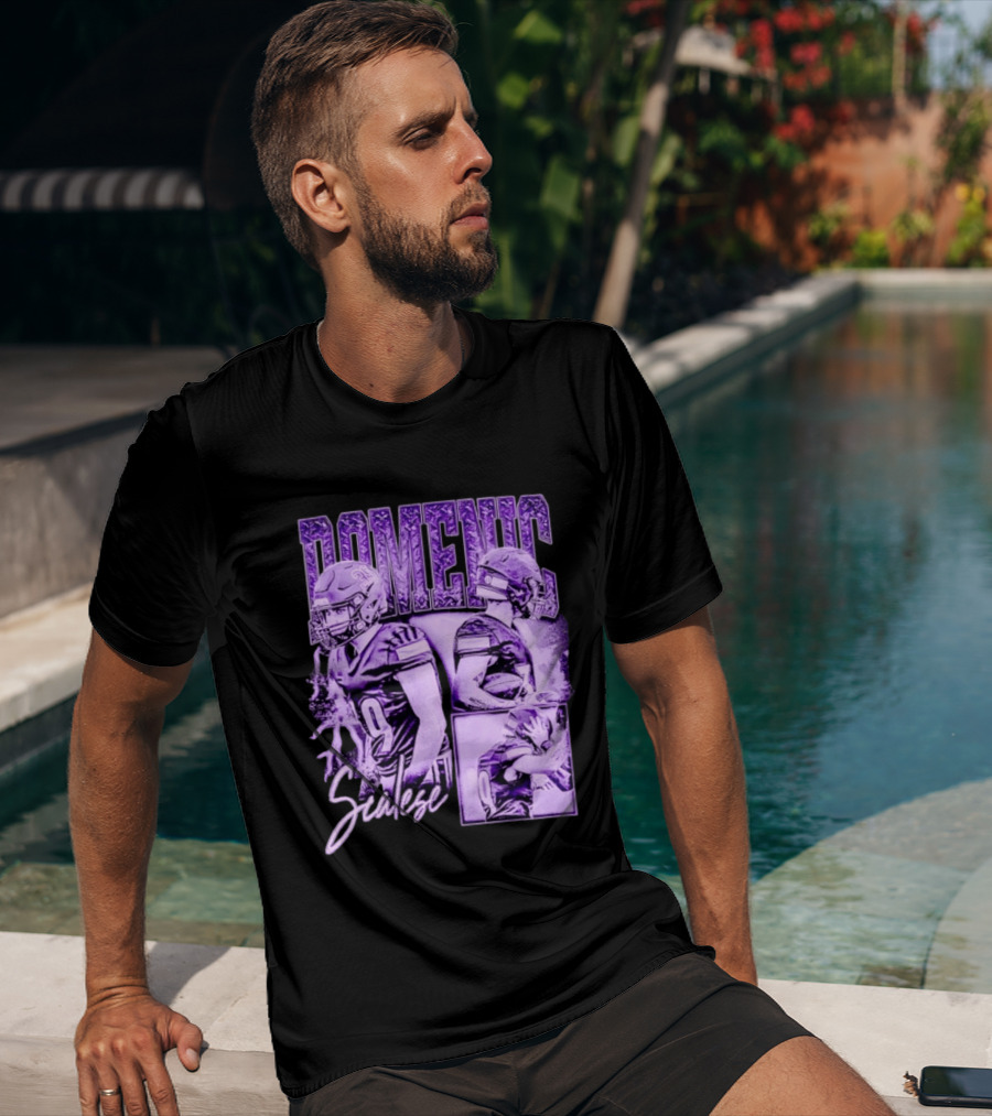 Domenic Scalese Number 9 Football Player Purple Sports Collage T-Shirt