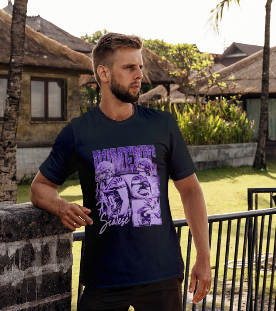 Domenic Scalese Number 9 Football Player Purple Sports Collage T-Shirt