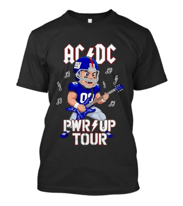 New York Giants AC DC Pwr Up Tour Football Player Rock Music Fusion T-Shirt