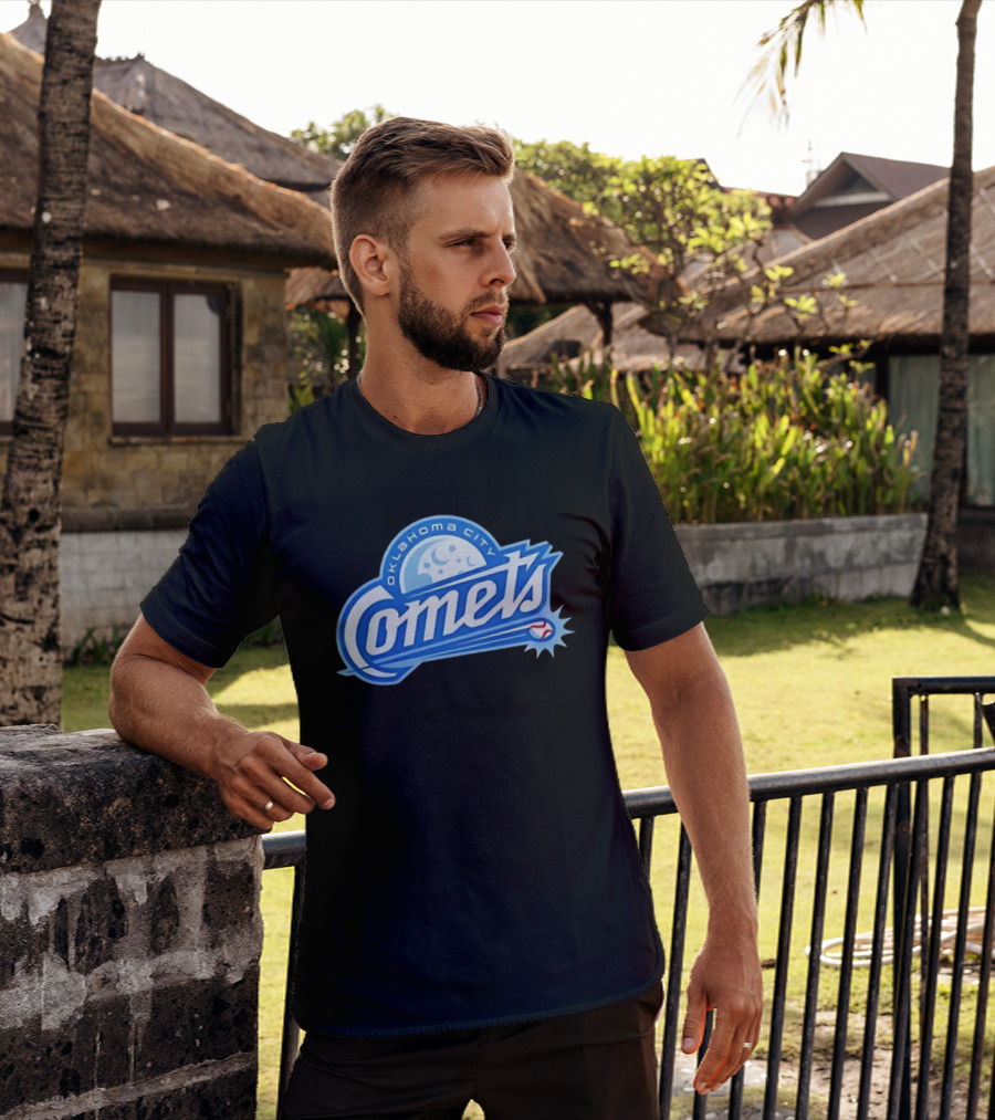 Oklahoma City Comets Baseball Team Moon And Star Baseball T-Shirt
