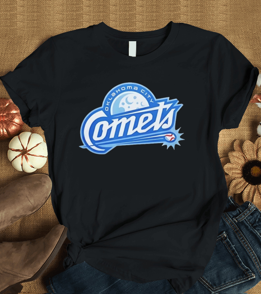Oklahoma City Comets Baseball Team Moon And Star Baseball T-Shirt