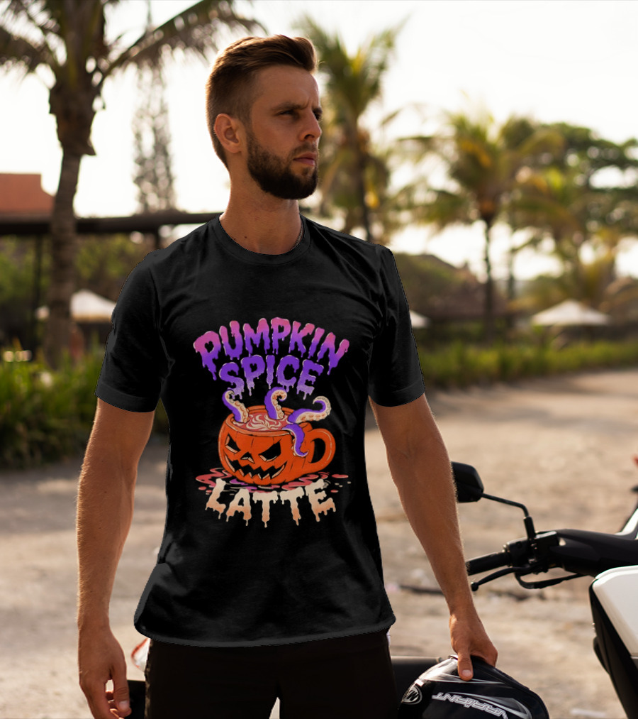 Pumpkin Spice Latte Tentacles Halloween Jack O' Lantern T-Shirt