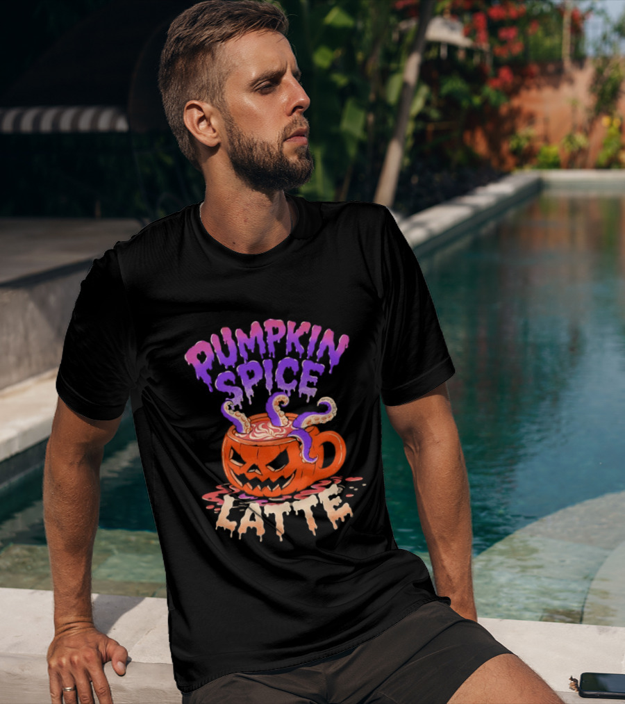 Pumpkin Spice Latte Tentacles Halloween Jack O' Lantern T-Shirt