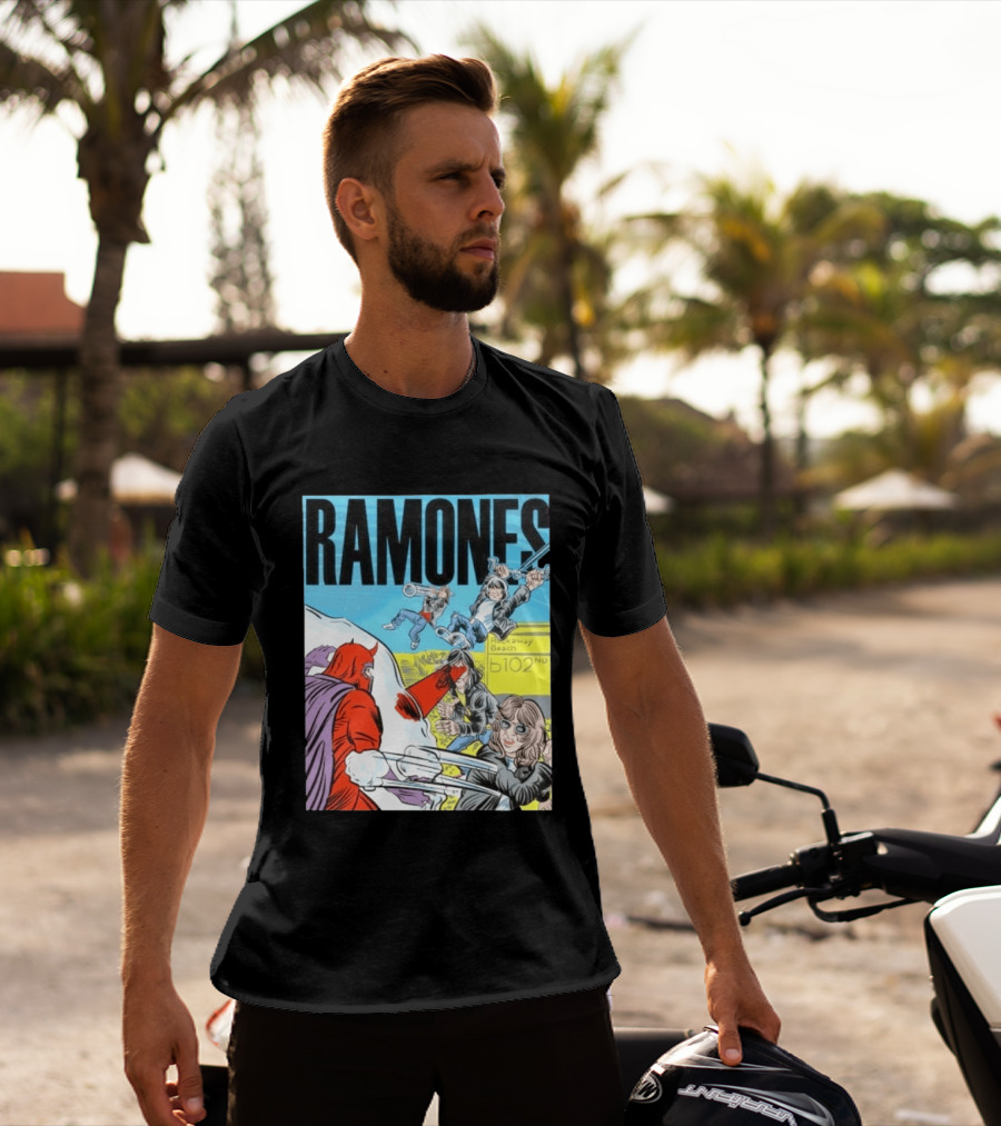 Ramones Rockaway Beach Comic Jack Kirby Style 102nd Street T-Shirt