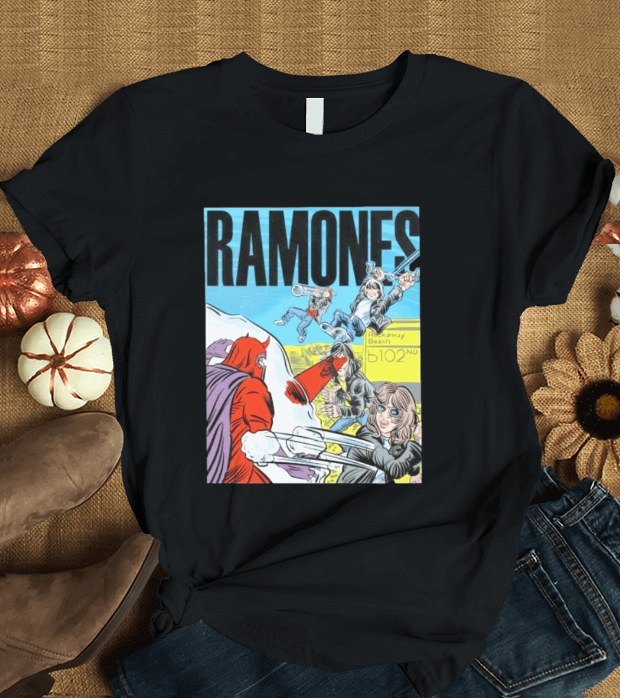 Ramones Rockaway Beach Comic Jack Kirby Style 102nd Street T-Shirt