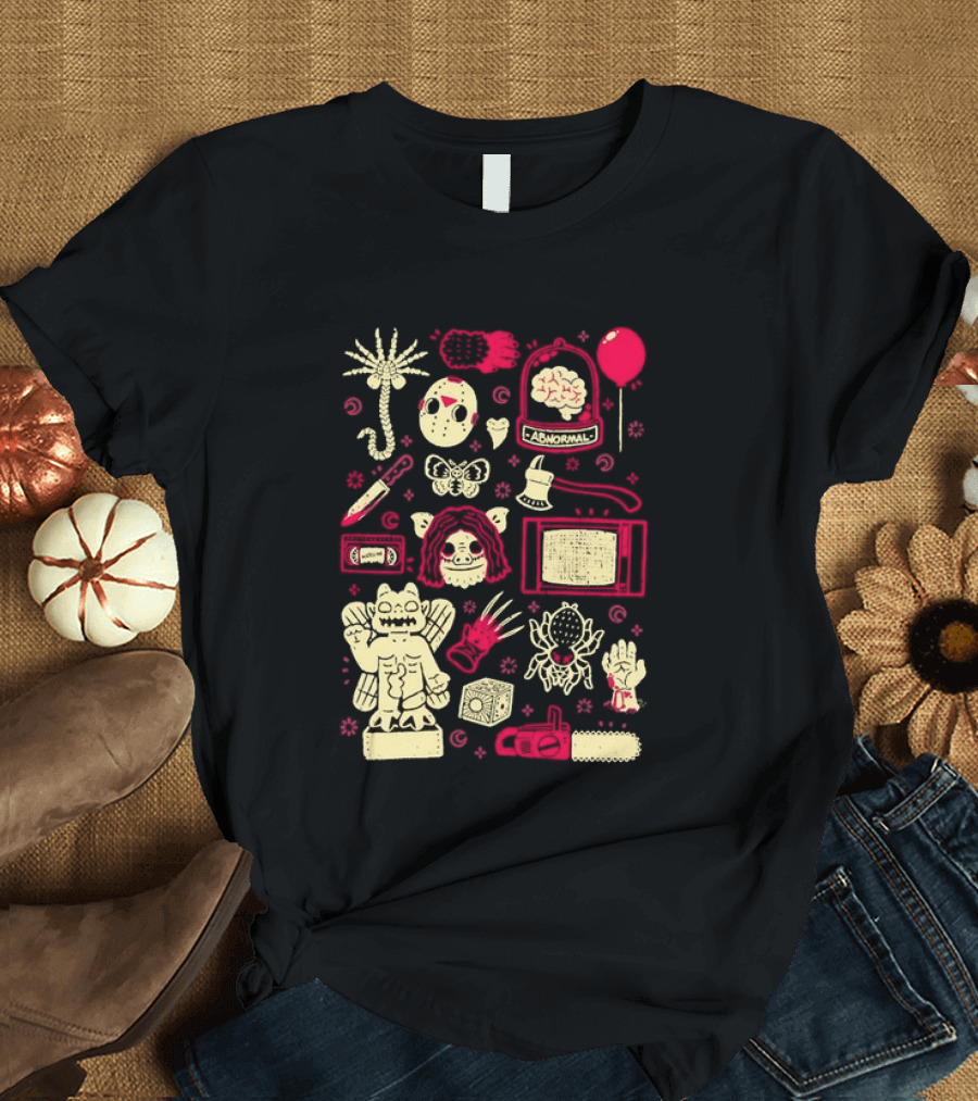 Horror Movie Slasher Mask Chainsaw Creepy Halloween T-Shirt
