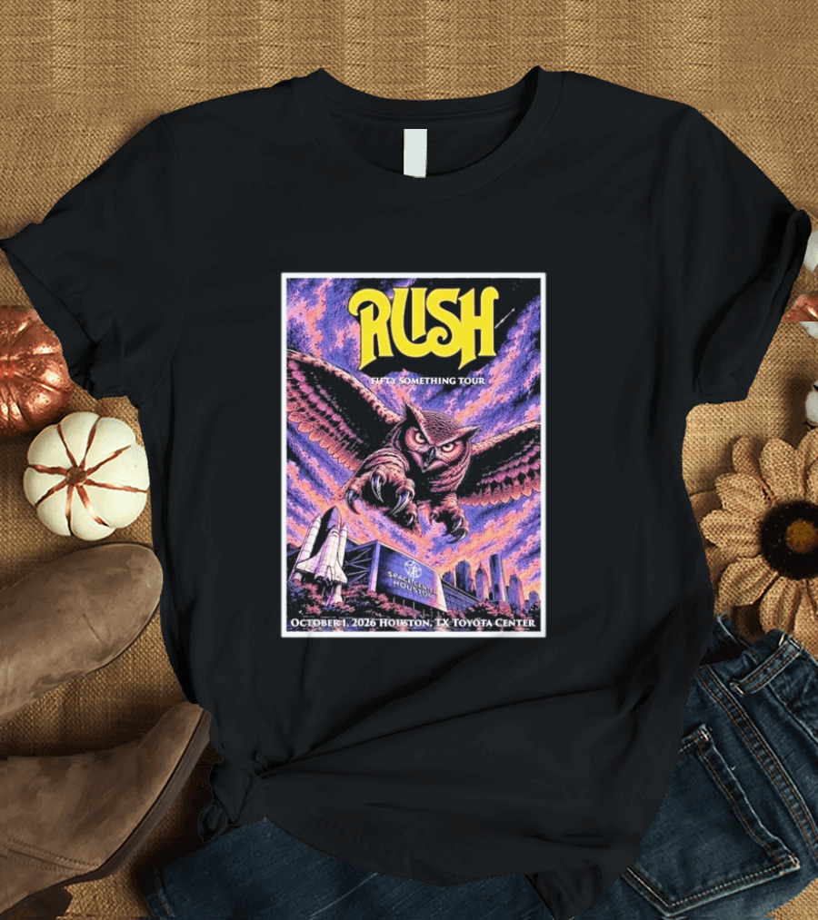 Rush Fifty Something Tour October 1 2026 Houston TX Toyota Center Owl T-Shirt