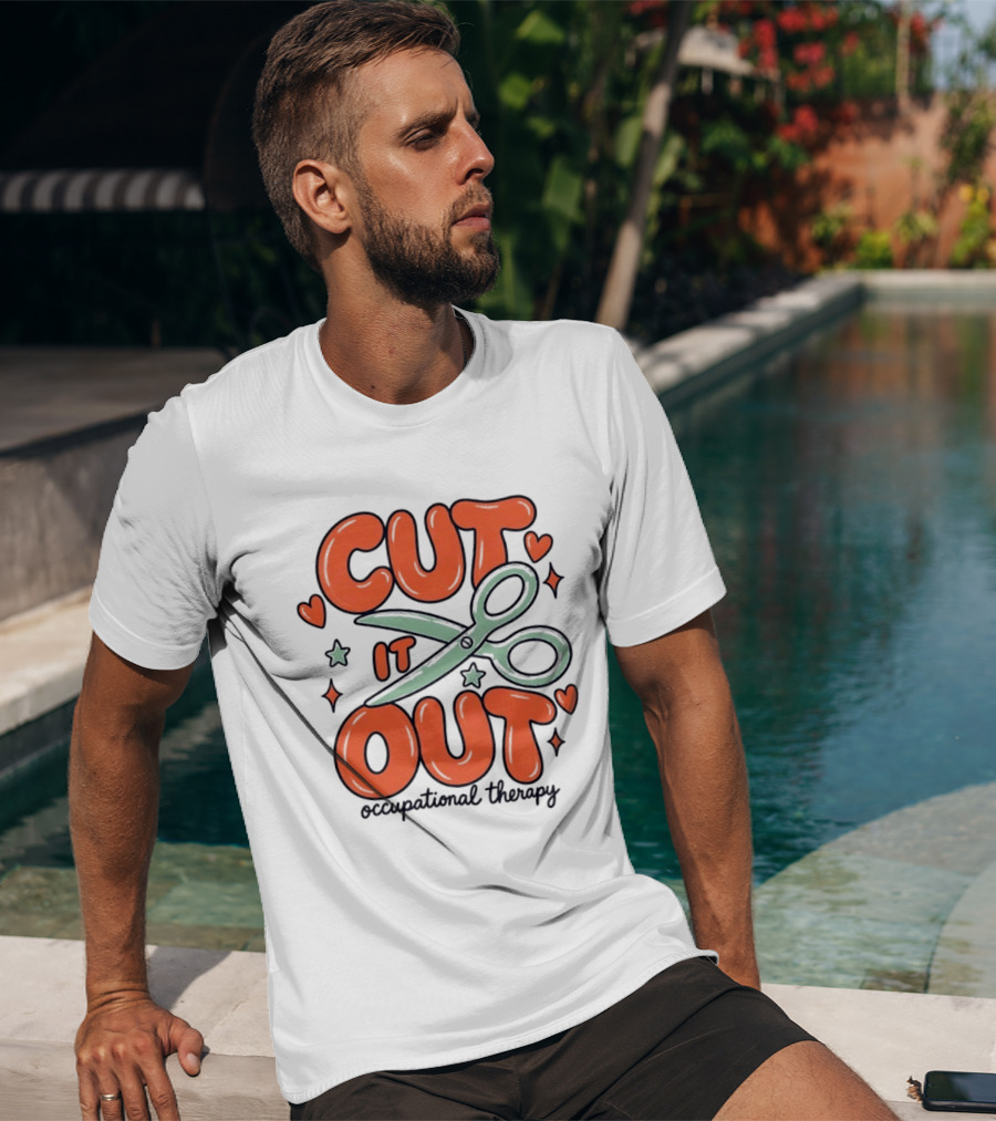 Cut It Out Occupational Therapy Scissors Art Hearts T-Shirt