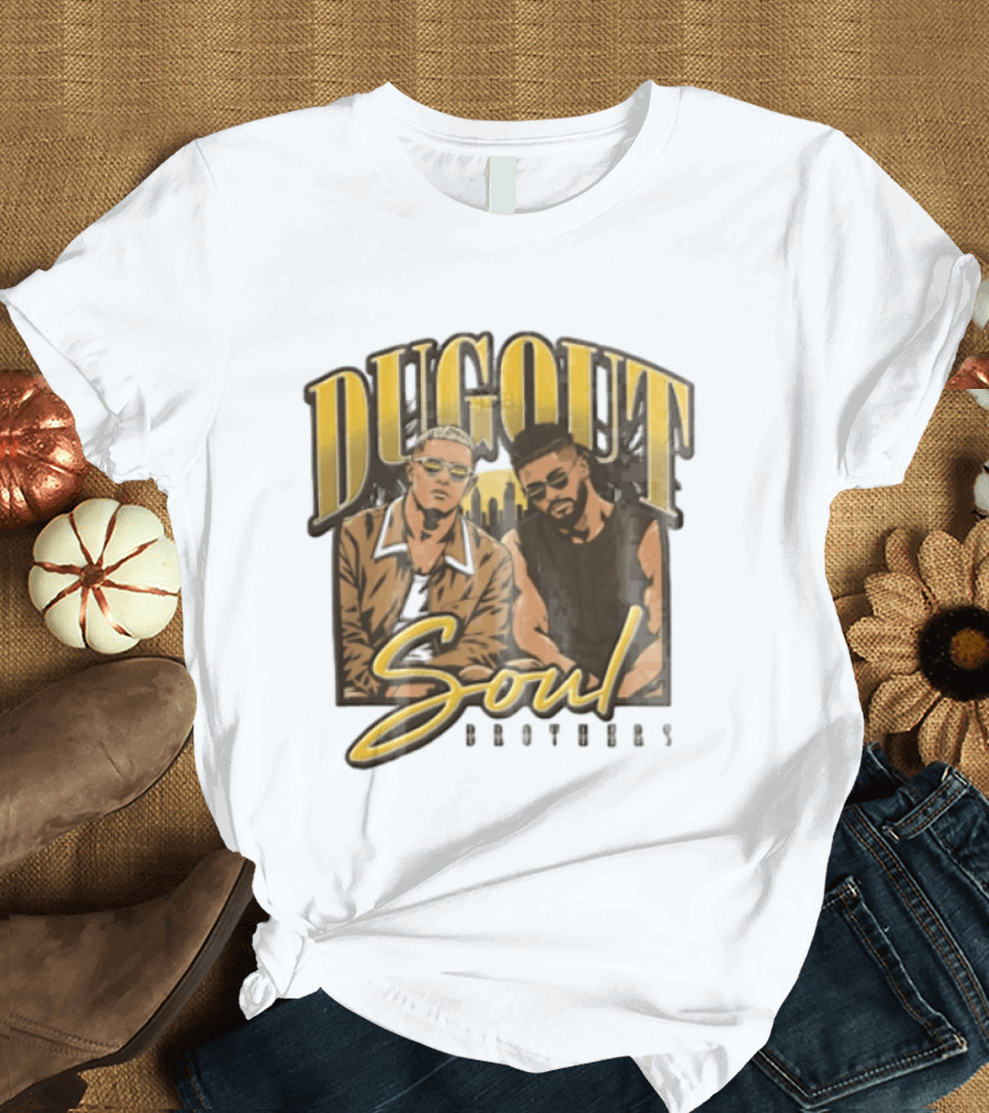 Dugout Soul Brothers Two Men Wearing Sunglasses City Skyline T-Shirt