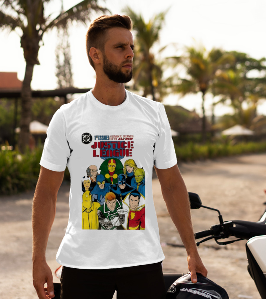 Justice League 1st Issue A Return To Greatness DC Comics Icons Bold Cover T-Shirt