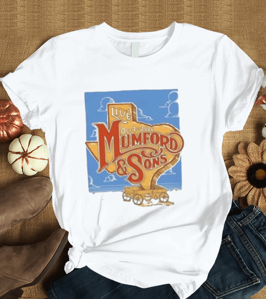 Mumford And Sons Live In The Woodlands Texas Oct 1 2026 T-Shirt
