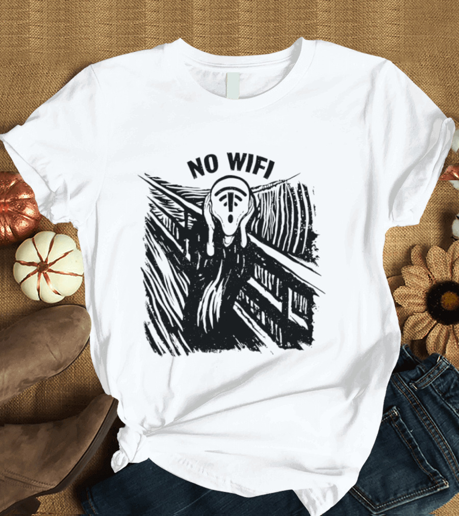 No WiFi The Scream Edvard Munch Network Signal T-Shirt