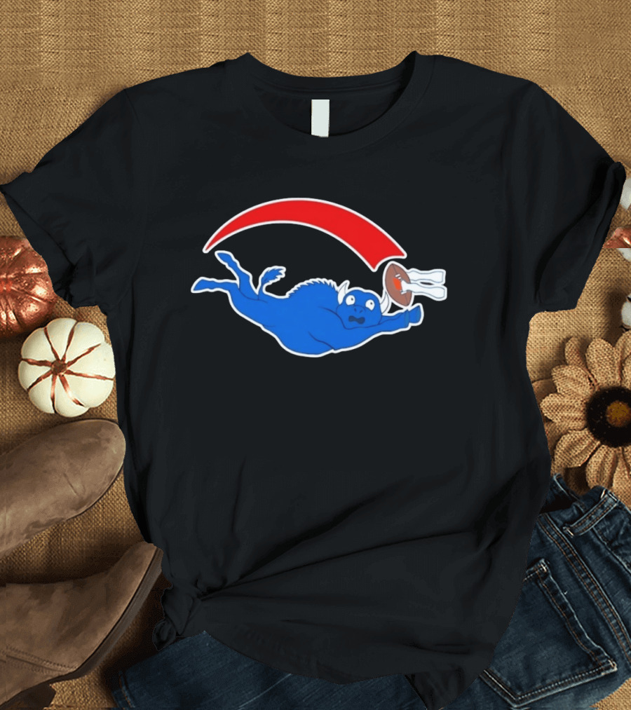 Buffalo Bills Cartoon Parody Football Logo Flying Blue Buffalo T-Shirt